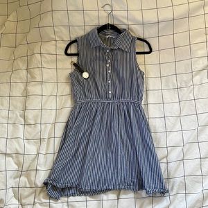 NET Striped Blue Sleeveless Summer Dress